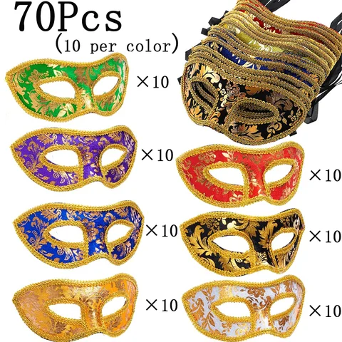 Маска для маскарада, 7-70 шт., винтажная антикварная маска, креативная джазовая маска, венецианская маска 7 цветов для женских клубов, косплей