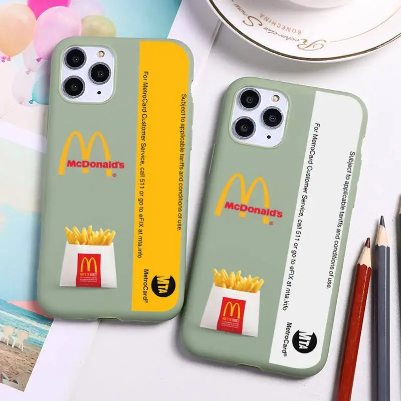 

Cool McDonald Card Phone Case For iphone 13 12 11 Pro Max Mini XS 8 7 6 6S Plus X SE 2020 XR Candy green Silicone cover