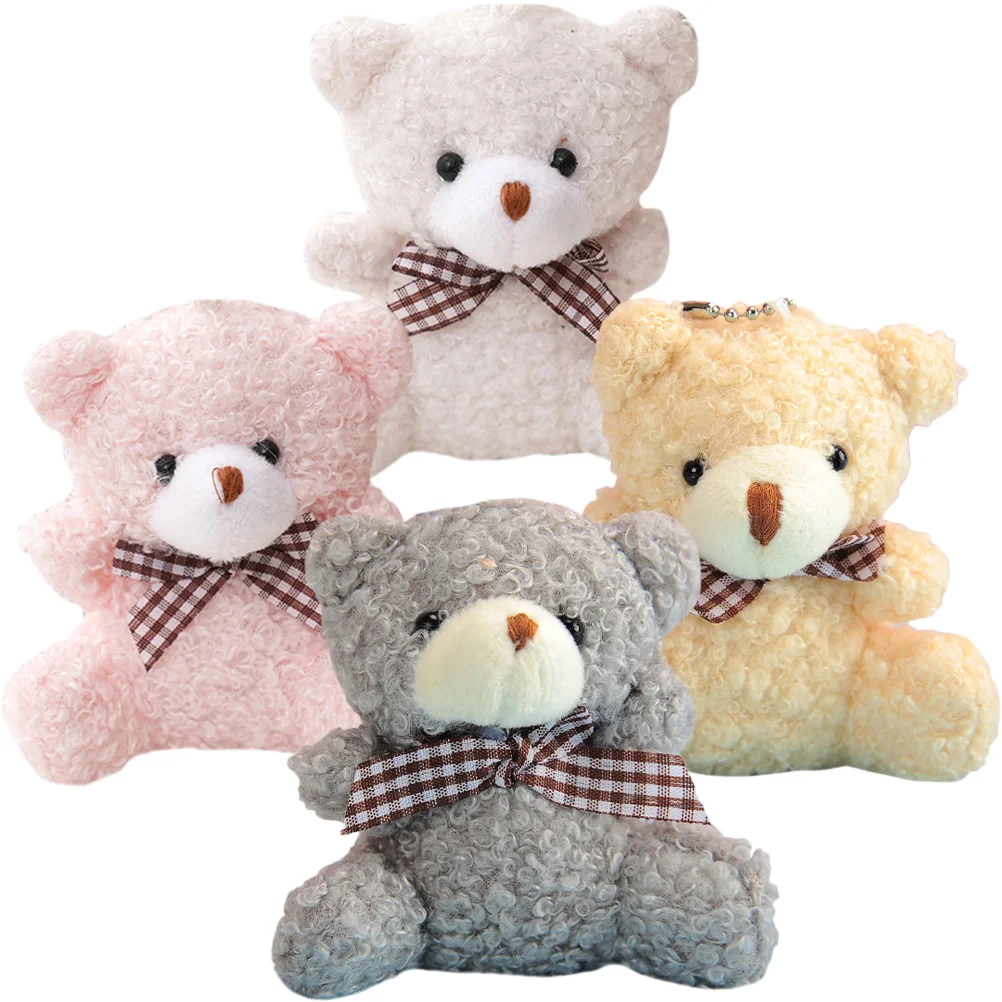 

4 Pcs Accessories Mini Bear Key Chain Kids Toy Ornament Adorable Pendant Plush Backpack Pendants Schoolbag Child