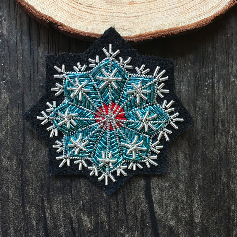 Индийская металлическая нить шелковая каннетель ручная вышивка Снежинка - Цена: 1202