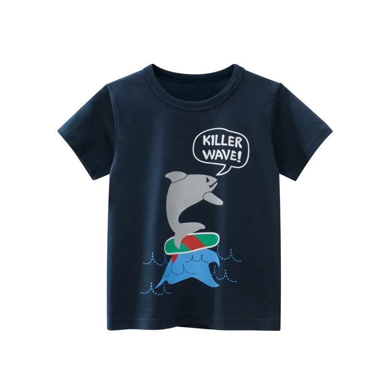 

Summer Baby Boy Cotton KILLER WAVE T Shirts Kids Clothes Toddler Boys Short Sleeve T Shirts Cartoon Shark Tops Boutique Outfits