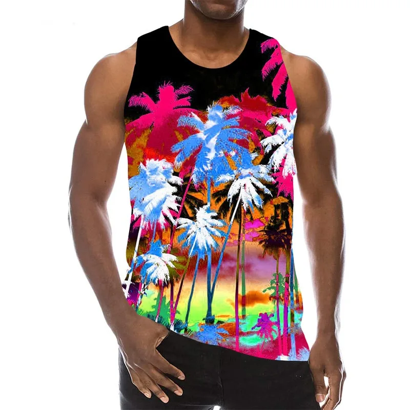 Майка мужская с 3D-принтом кокосового дерева модная безрукавка принтом граффити