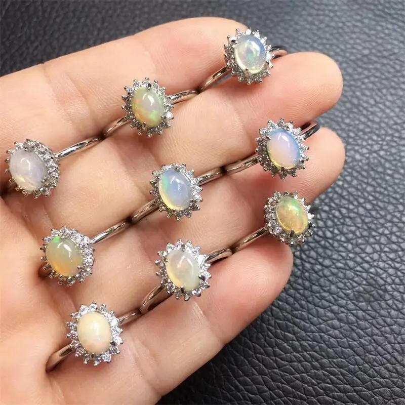

Fashion High-quality S925 Silver Color Opal Ring Stone For Women Elegant Engagement Jewelry Rings 1pcs