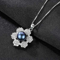 meibapjreal freshwater pearl simple personality petal pendant necklace 925 solid silver pendant fine jewelry for women