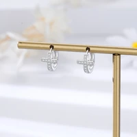 2022 sterling silver s925 new cross round womens earrings korean fashion micro diamond earrings jewelry