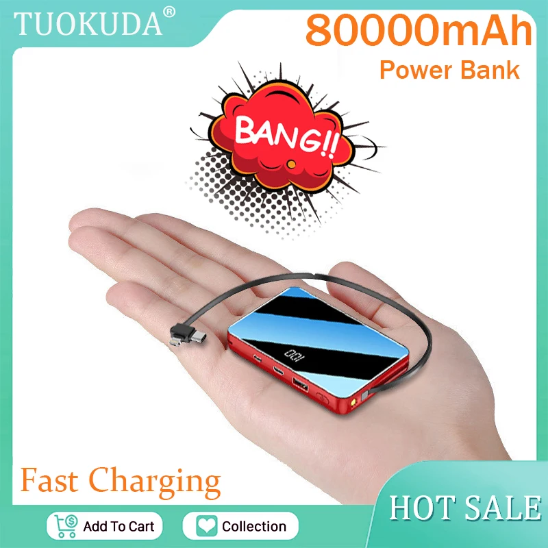 

Внешний аккумулятор с 2-мя USB-портами, 80000 мАч