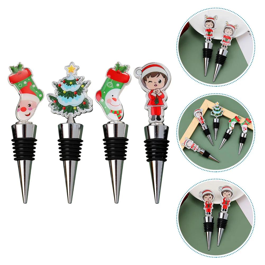 

Bottle Stopper Christmas Beer Topper Plug Vacuum Reusablechampagne Decor Saver Cork Party Cap Supplies Pump Corks Sealingkit