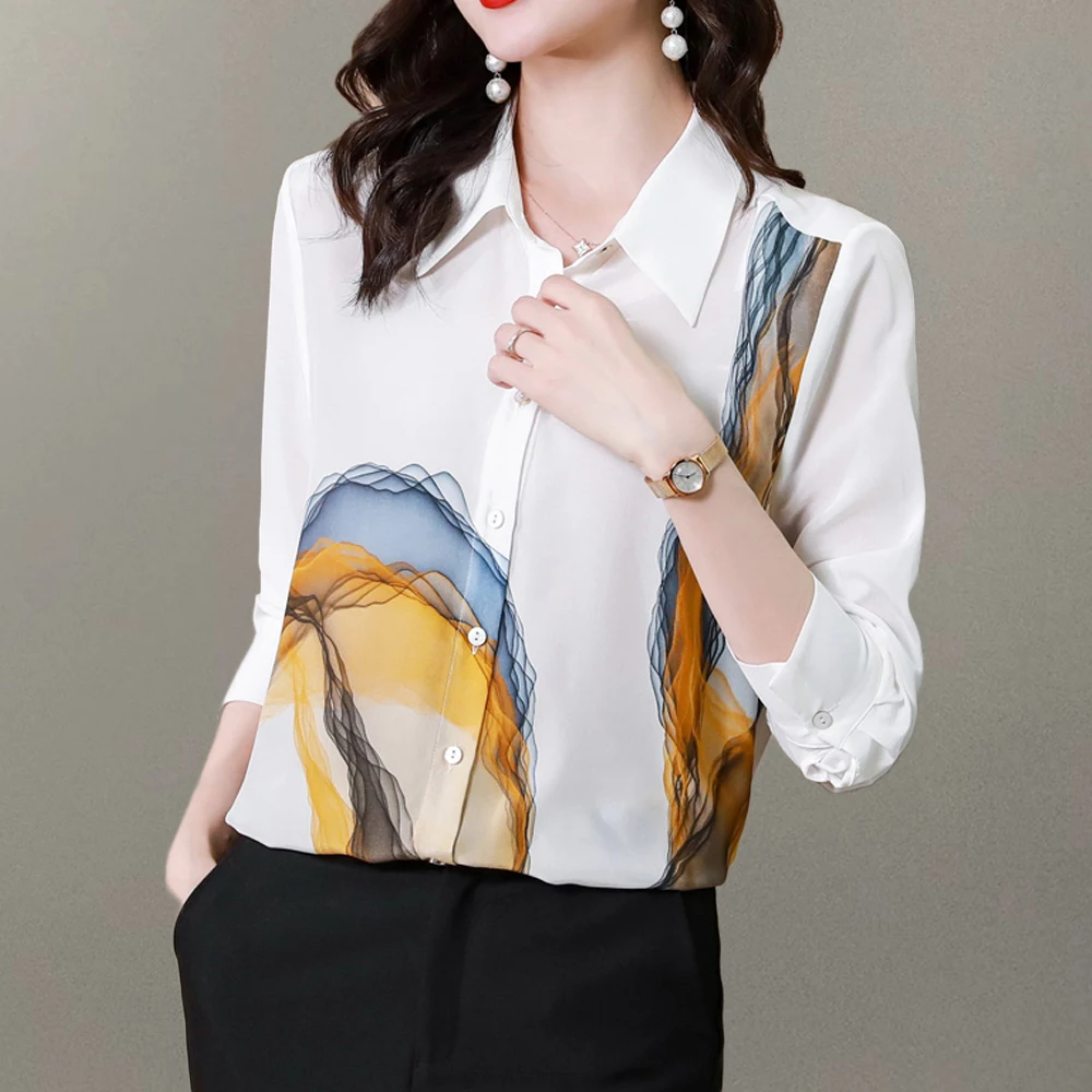 

Блузка Женская атласная с длинным рукавом, Элегантная Модная шикарная рубашка в французском стиле, офисный Топ, весна 2023