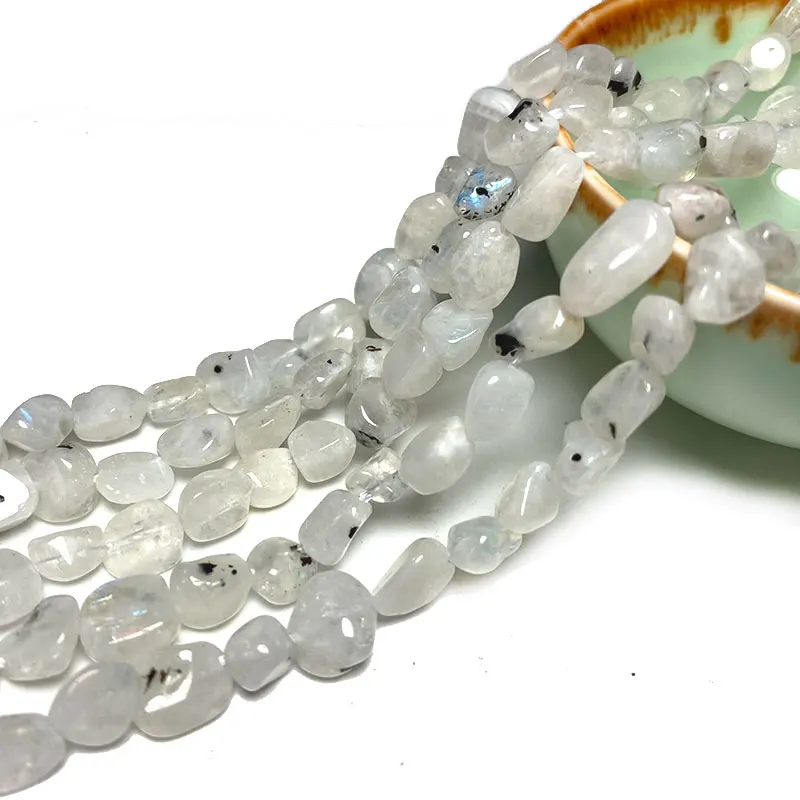 100% натуральный черный лунный камень бусины из драгоценных камней неправильной