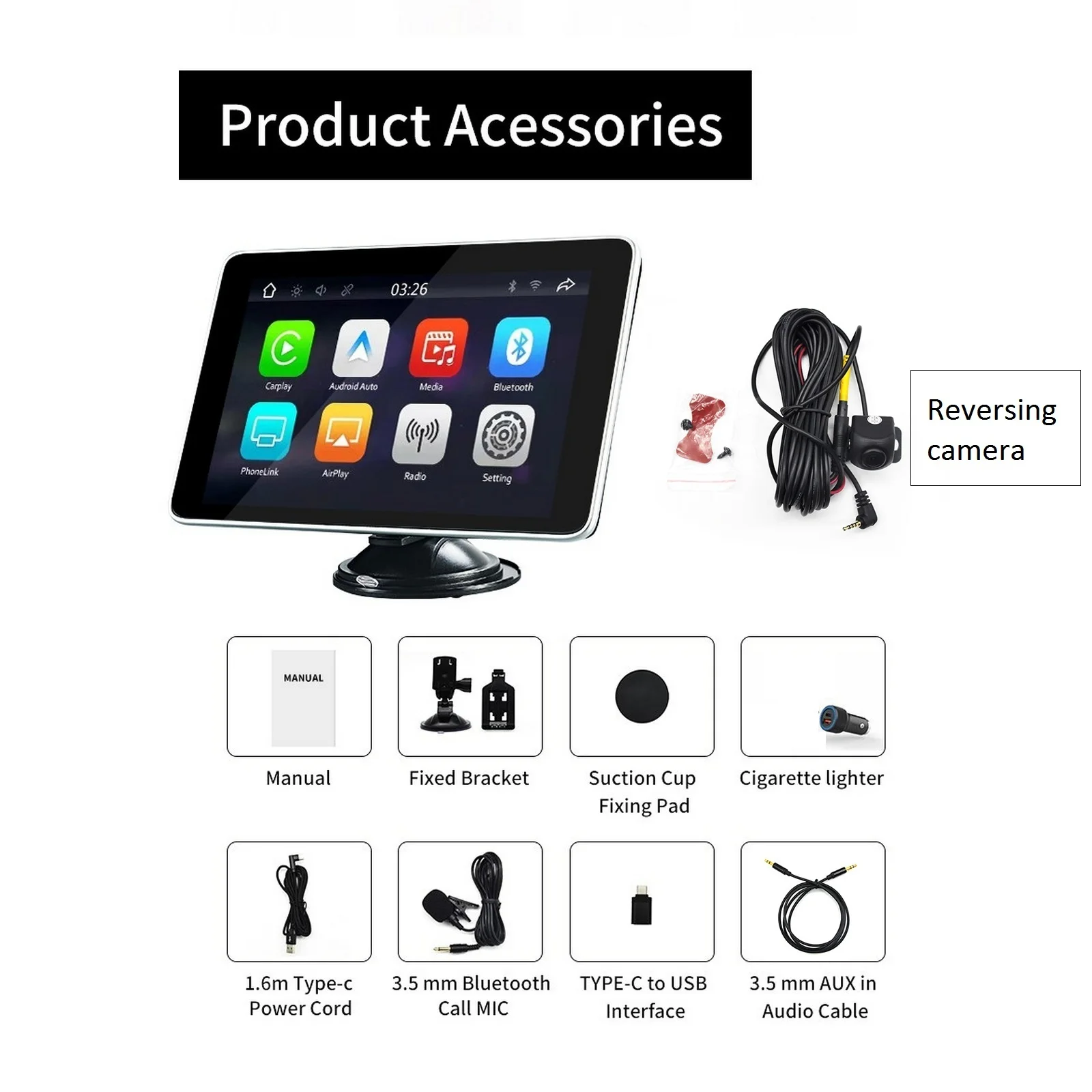 

Беспроводной Carplay Android автомобильный планшет Carplay портативный мультимедийный плеер стерео 7,5 дюймовый экран двойной Bluetooth автомобильные вид...