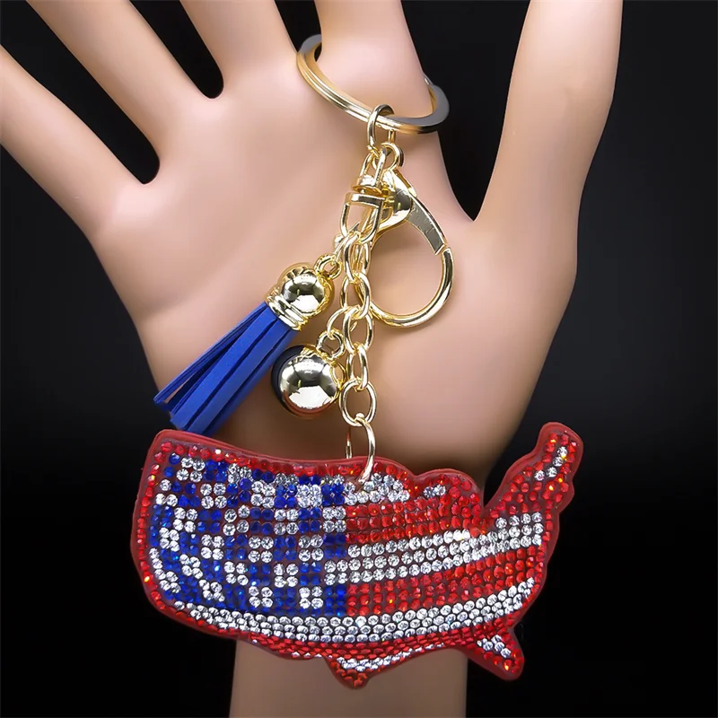 Брелок с американским флагом для женщин и мужчин брелок ключей золотого цвета