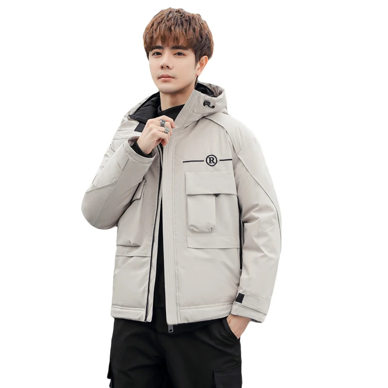 

Men's Autumn and Winter Jacket White Duck Down Jacket, Short Version,Korean Top Fashion Youth Hooded Sweater High-quality Jacket