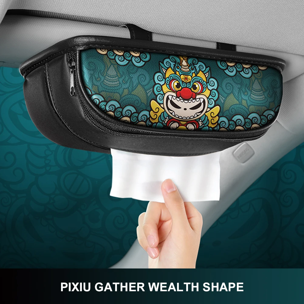 

Car Tissue Box Car Sun Visor leather Tissue Holder Auto Interior Storage Decoration Chinese New Year Dance Car stuff Accessories