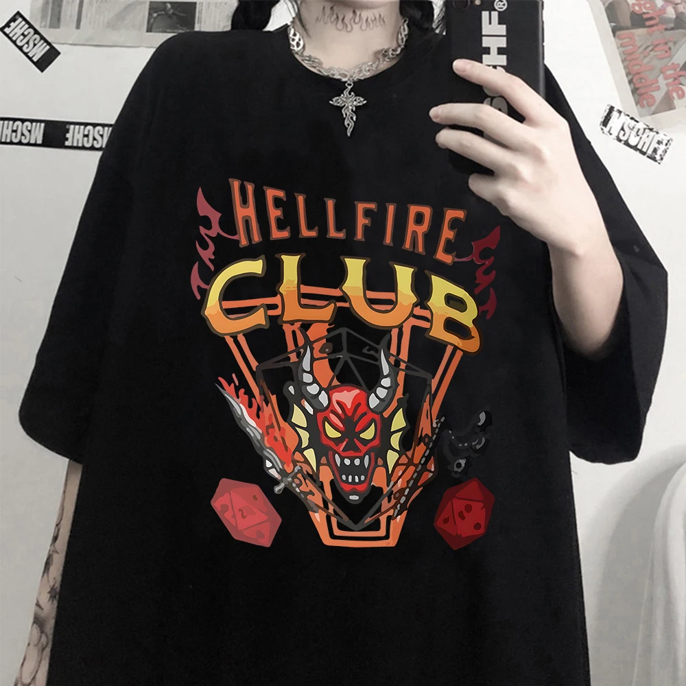 

Hellfire Club T-shirt Stranger Things 4 Graphic Women Tshirt Casual Funny Shirt For Girl Top Tee Hipster 100% Cotton Streetwear