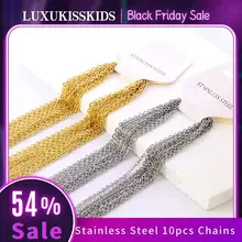 LUXUKISSKIDS 10pcs/lot Bulk Wholesale DIY Rolo Chains Necklac 2mm Women's Chain Stainless Steel Jewelry Chain Choker For Women