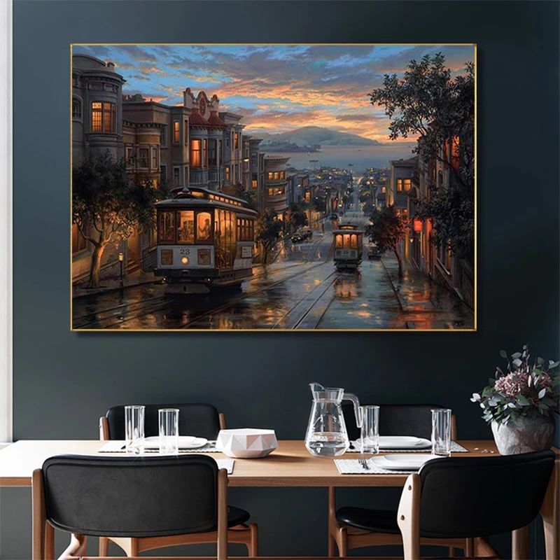 

Modern City Night Canvas Painting Landscape Posters and Prints Quadros Wall Art Picture for Living Room home Decoration Cuadros