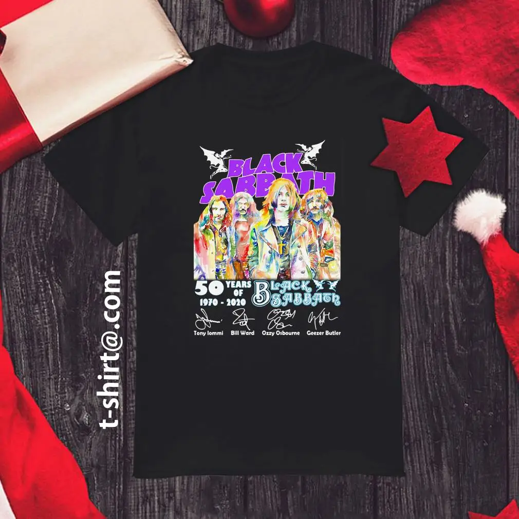 

50 years of black t shirt Sabbath 1970 2023 signatures shirt