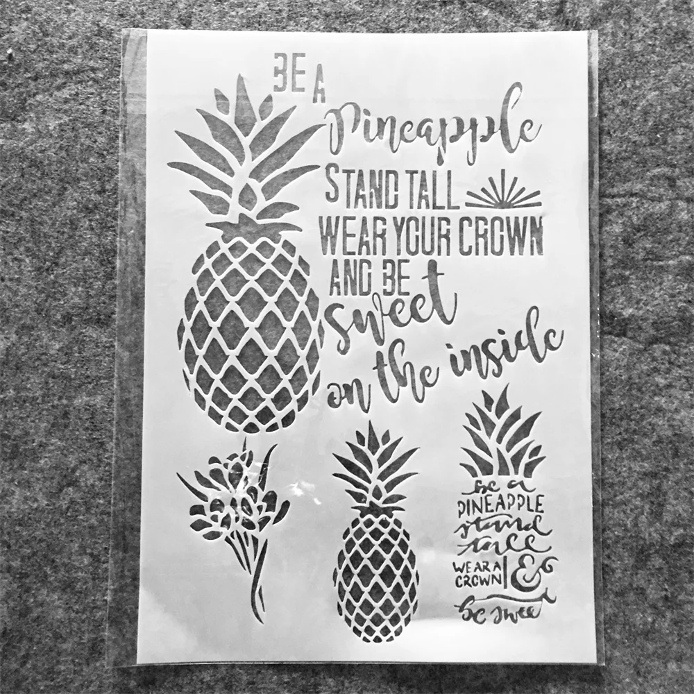 

A4 29cm Pineapple Words DIY Craft Layering Stencils Wall Painting Scrapbooking Stamping Embossing Album Decorative Template