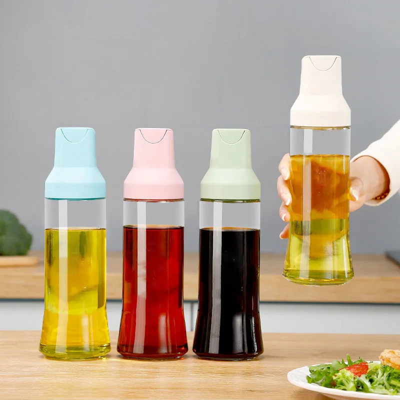 

Transparent Glass Olive Oil Bottle Leakproof Seasoning Soy Sauce Vinegar Automatic Opening And Closing Storage Tank Kitchen Tool