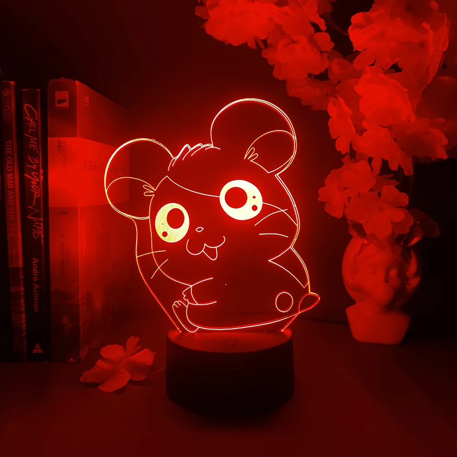 

3D Светодиодная лампа Hamtaro с аниме-фигуркой, милое украшение для комнаты, милый подарок на день рождения для детей, спальни, детской комнаты, детской кроватки
