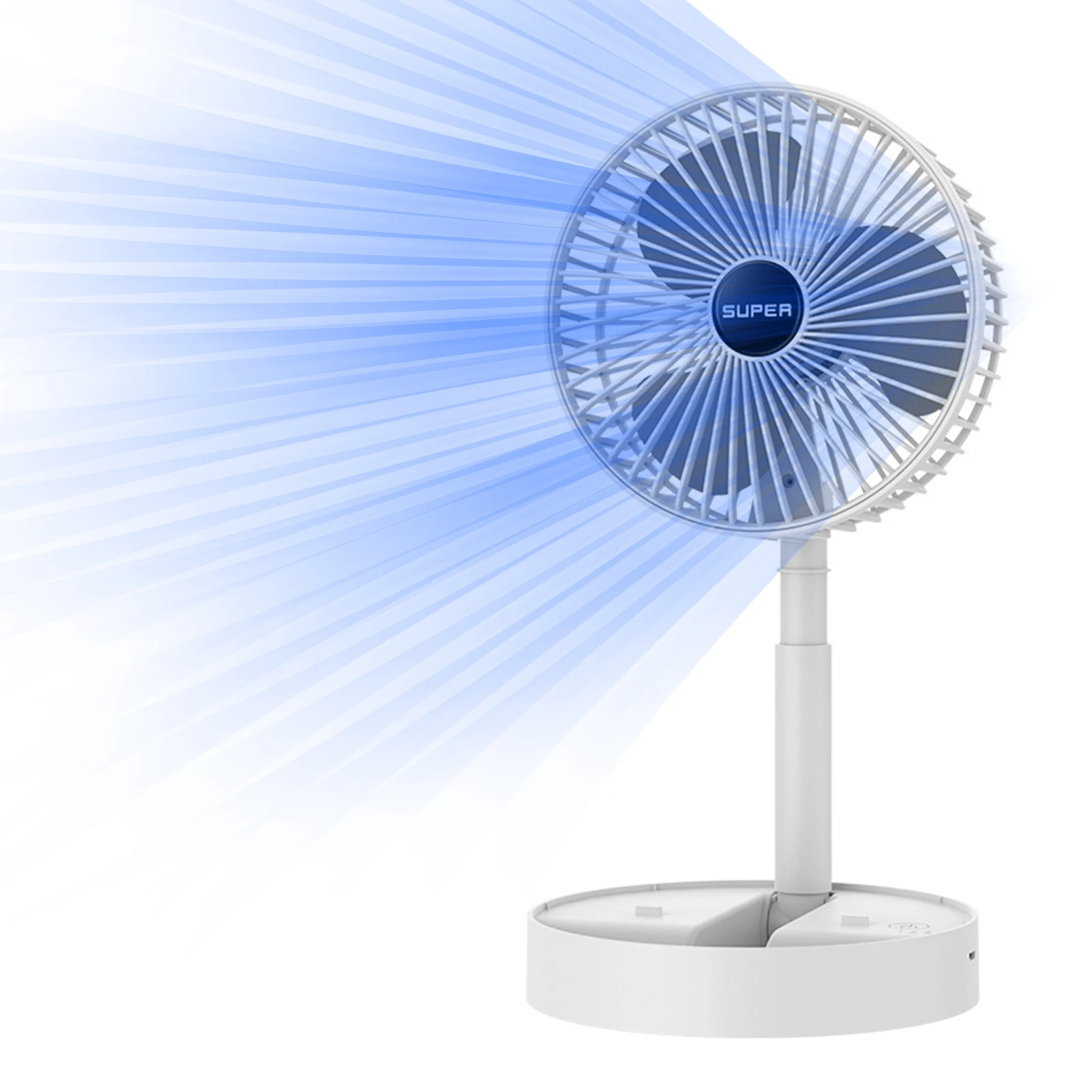 

USB Rechargeable Desk Fan Telescopic Electric Desktop Fan Height Adjustable Foldable & Portable For Travel/Carry Telescopic