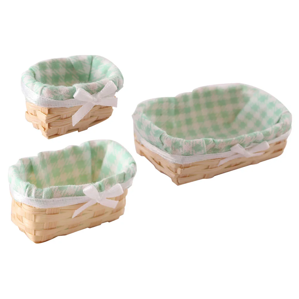 

3Pcs Bamboo Storage Basket Miniature Basket Miniature Basket Decoration for Children Kids Decor