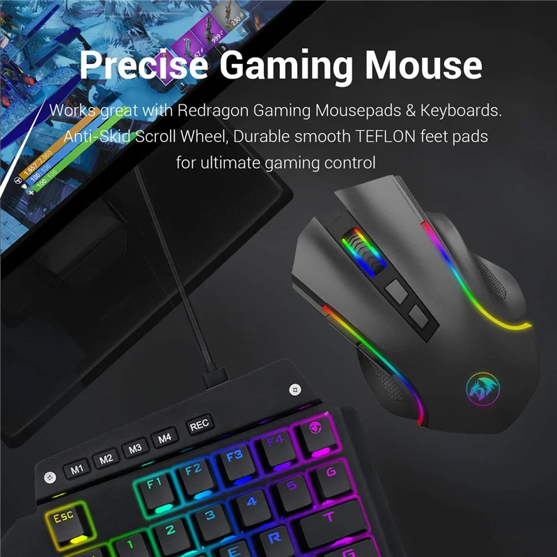 Rechargeable Wireless and USB Wired Mouse Ergonomic Gaming Mice 8 Buttons RGB Backlight 4000 DPI for Laptop Computer Pro Gamer images - 6