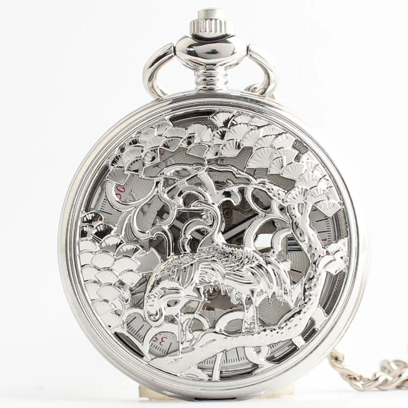 

5 PCS Luxury Vintage Skeleton Mechanical Pocket Watch for Men Male Laser Engraved Roman Numeral Dial Man Old Fob Chain Man Clock