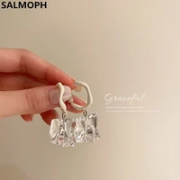 2022 south korea new irregular transparent resin hoops earrings for women baroque s925 silver needle drop earrings jewelry gift