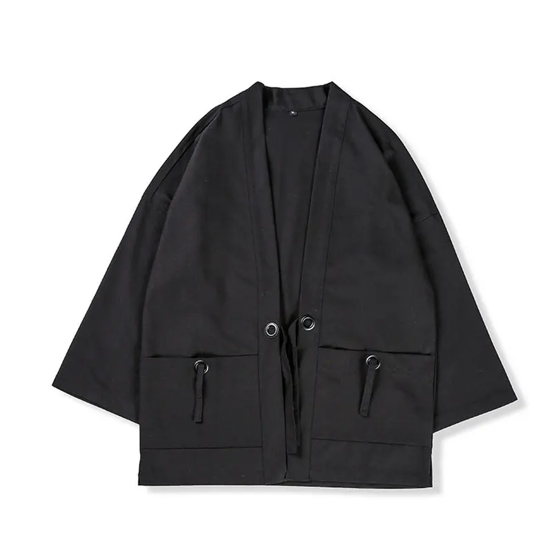 

Рубашка мужская хлопковая в японском стиле, пальто в стиле Харадзюку, черная, винтажная уличная одежда в Корейском стиле, 5XL