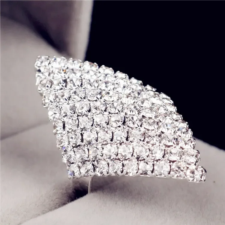 Кольцо iMiXBOX с ромбом и кристаллами Austra серебряное кольцо 925 CZ со стразами