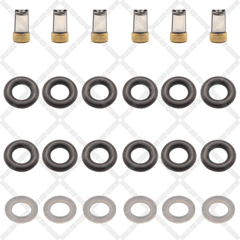 

6 set For Mazda Prorege 2001-2003 Engine Injection F01R00M073 Fuel Injector Service Repair Kit Filters Orings Seals Grommets