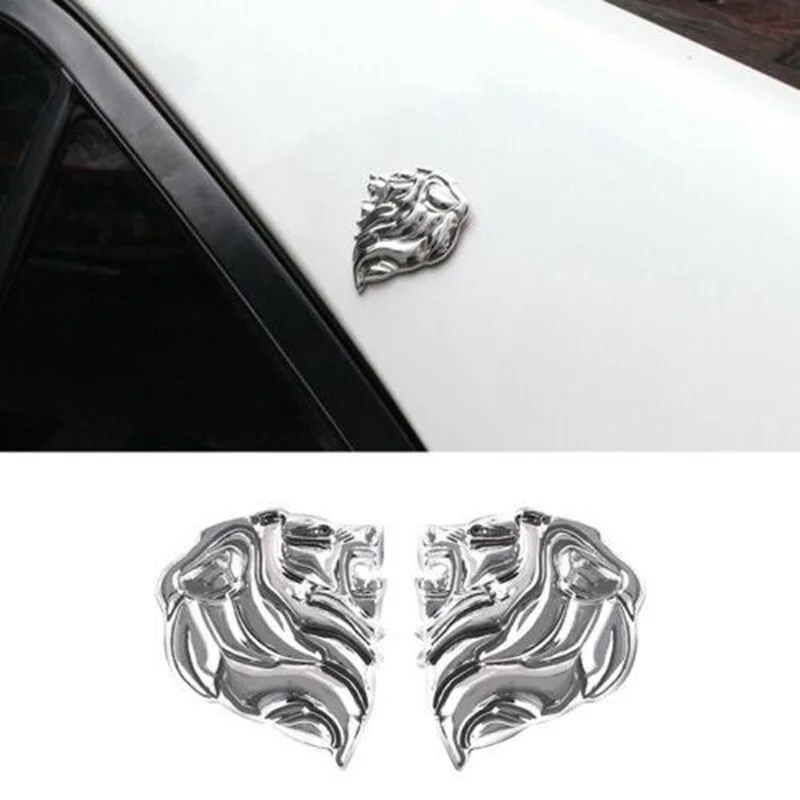 

2pcs Lion emblem Sticker Car Auto Lion sticker Tuning Emblem Tiger Lion Leo Metal Chrom 3D For Car Motorcycle