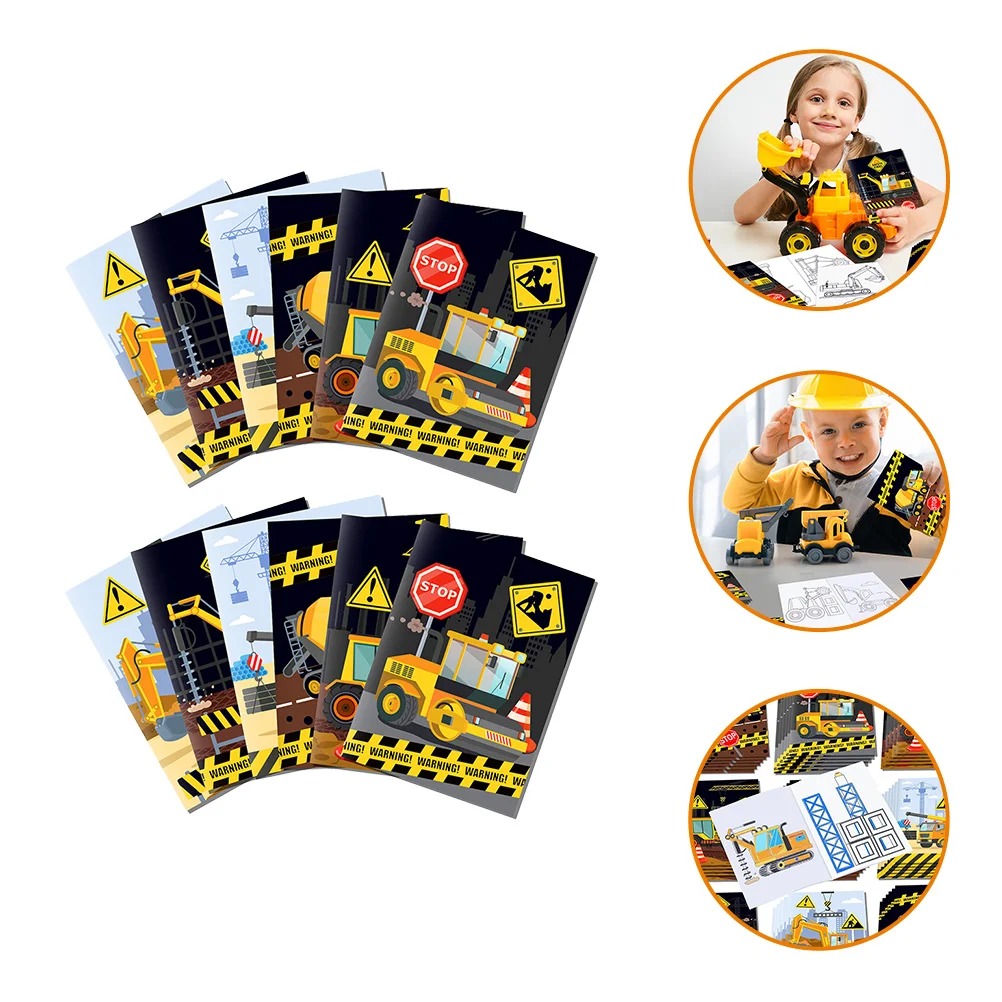 

12pcs Coloring Construction Trucks Books Painting Book Funny Graffiti Book for Kids Children