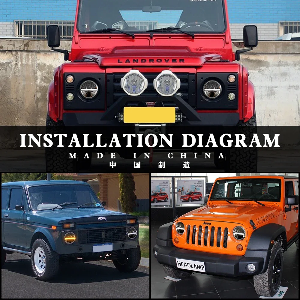 40W 7 &quot7-дюймовые светодиодные фары дальнего света DRL для Lada 4x4 Hummer Land Rover Defender Jeep JK TJ