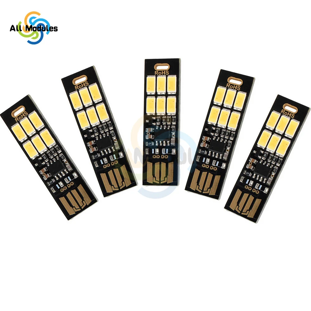 

1 шт. 5/10 шт. мини-USB светодиодный светильник 5 В с сенсорным датчиком и регулируемой яркостью, ночник для Power Bank, компьютера, ноутбука, ПК, книг, настольная лампа для чтения