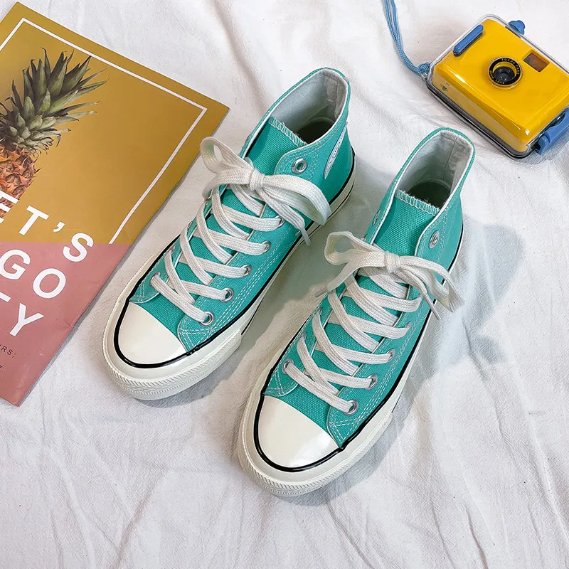 Fashion Green Women's Skateboard Sneakers Breathable High Canvas Shoes Men Women Platform Sneakers Espadrilles Zapatillas Mujer