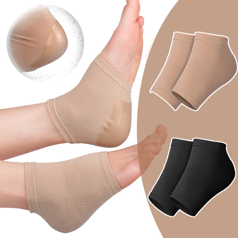 

1pair Feet Care Spa Gel Socks Prevent Cracked Foot Dry Hard Skin Protector Gel Heel Socks Moisturing Heel Protector Solid Color