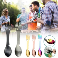 camping fork spoon multi function spoon 5 in 1 integrated fork spoon outdoor fork spoon picnic cutting knife bottle can opener