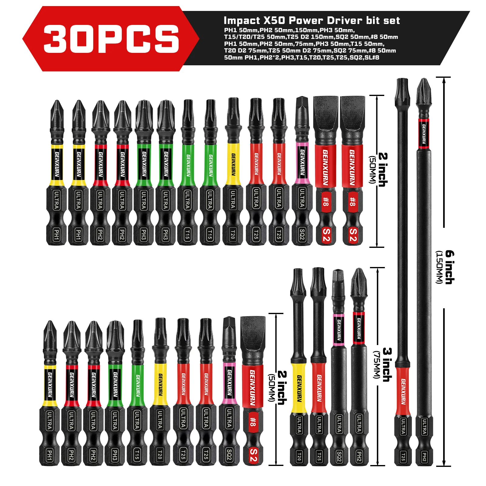 

Набор силовых бит Geinxurn для ударной отвертки