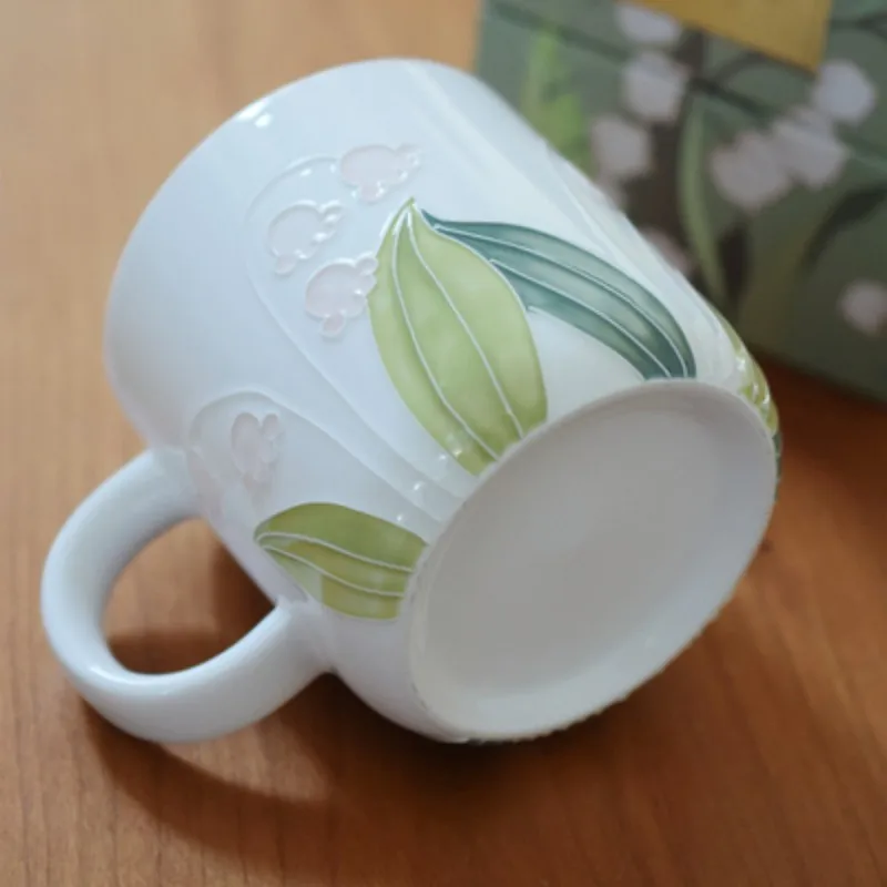 

Bell orchid cup ceramic mug household water cup coffee cup high face value hand-painted underglaze color gift