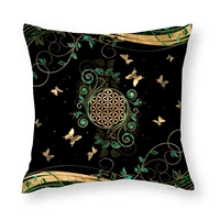 throw pillow cover 18x18 inch flower of life malachite swirl and butterflies printed slipover pillowslip for home sofa
