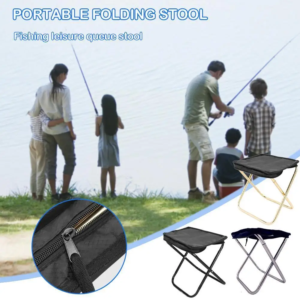 

Складной стул для рыбалки, стул для пикника и кемпинга, стальной маленький наружный портативный стул из ткани Оксфорд, мебель, инструмент, т...