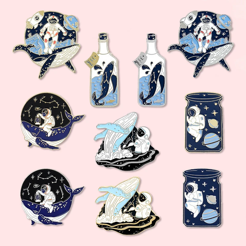 

Astronaut Brooch Planet Starry Galaxy Whale I Need My Space Pin Collection Lapel Pin Romantic Outer Space Lover Jewelry