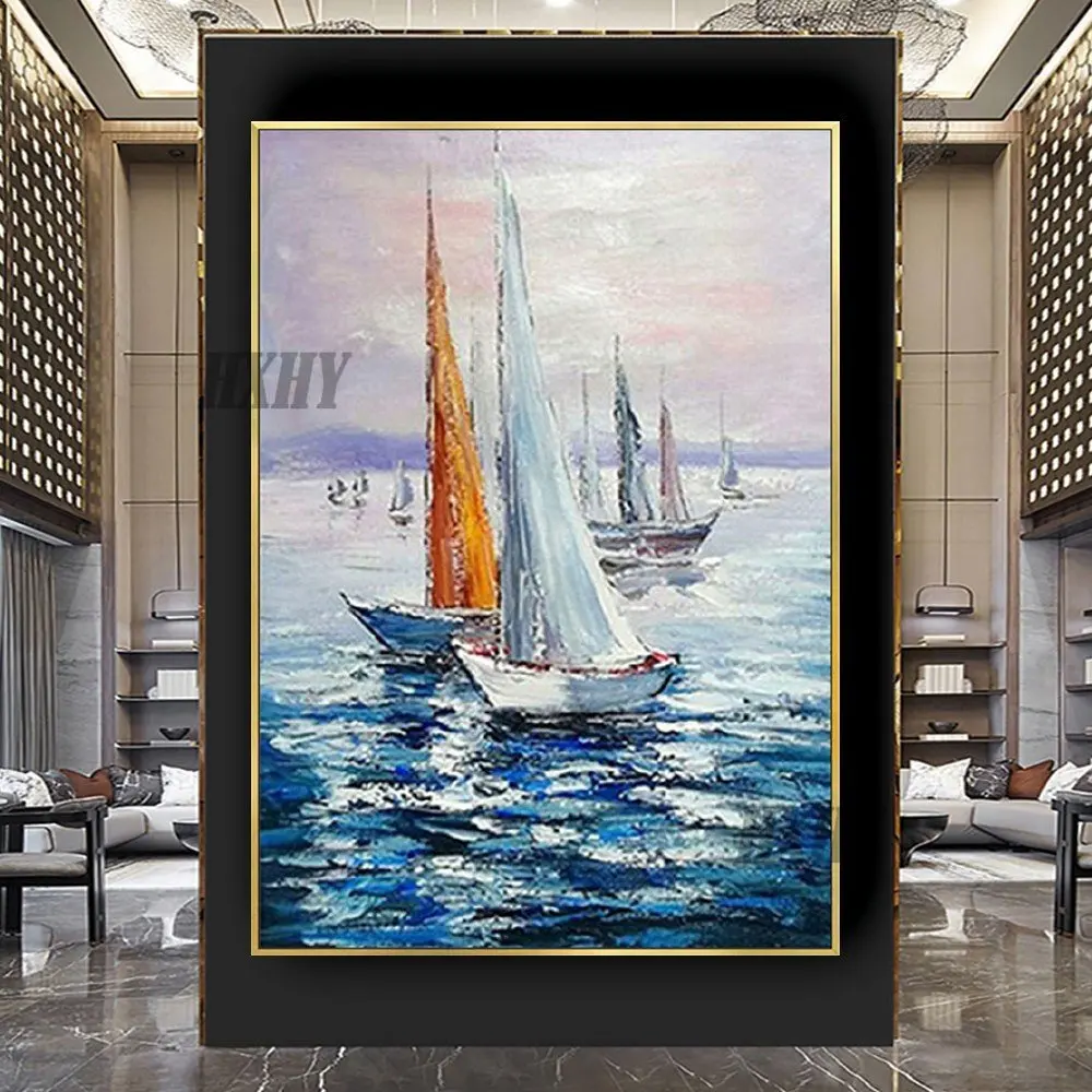 

Abstract Home Decoration Painting 100% Hand-Painted Oil Paintings On Canvas Salon Artwork Seascape Sunrise Living Room Wall Art