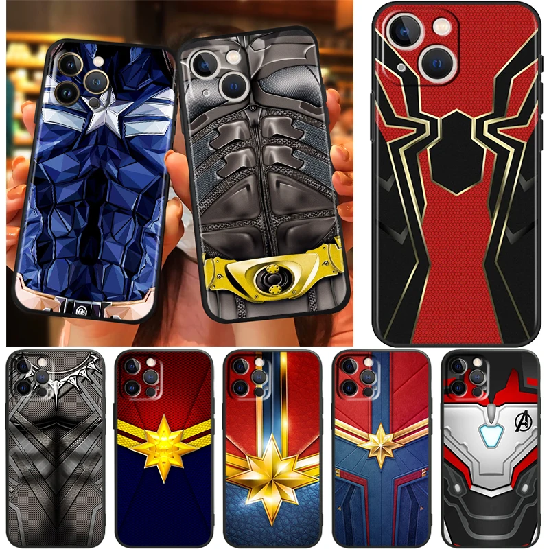 

Avengers Hero Marvel For Apple iPhone 13 12 11 Pro Max Mini XS Max X XR 6 7 8 Plus 5S SE2020 Soft Black Phone Case Capa Cover