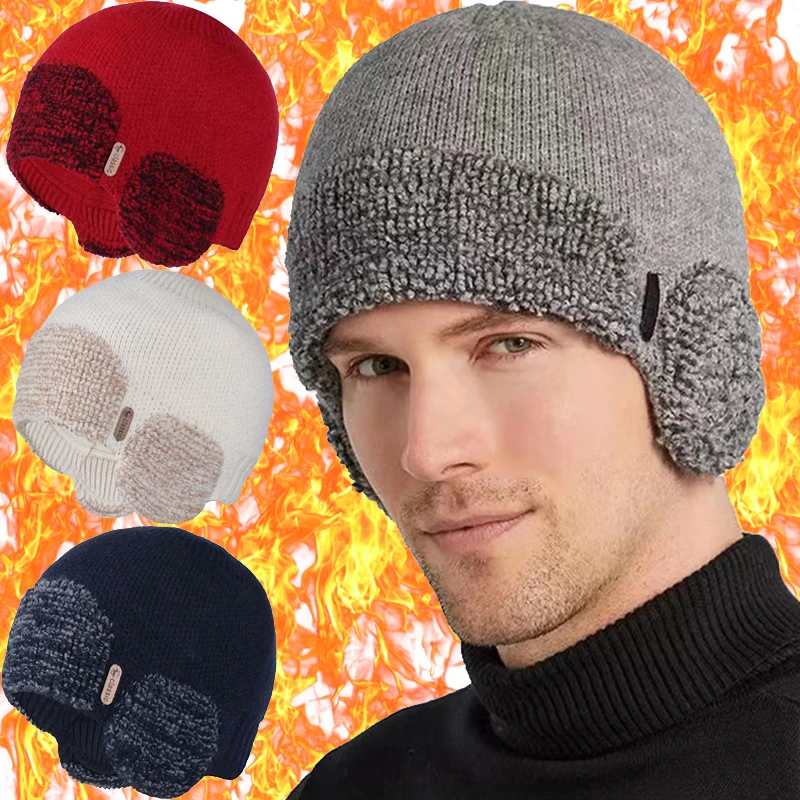 

Winter Skullies Beanies Hat For Men Knitted Hats Cap Outdoor Women Beanie Hat Gorro Thick Warm Brimless Bonnet Men's Cap