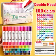 Dual Brush Pens Markers 100 Colors Art Marker Brush & Fine Tip Art Coloring  Markers for Kids Adult Coloring Book Art Supplies