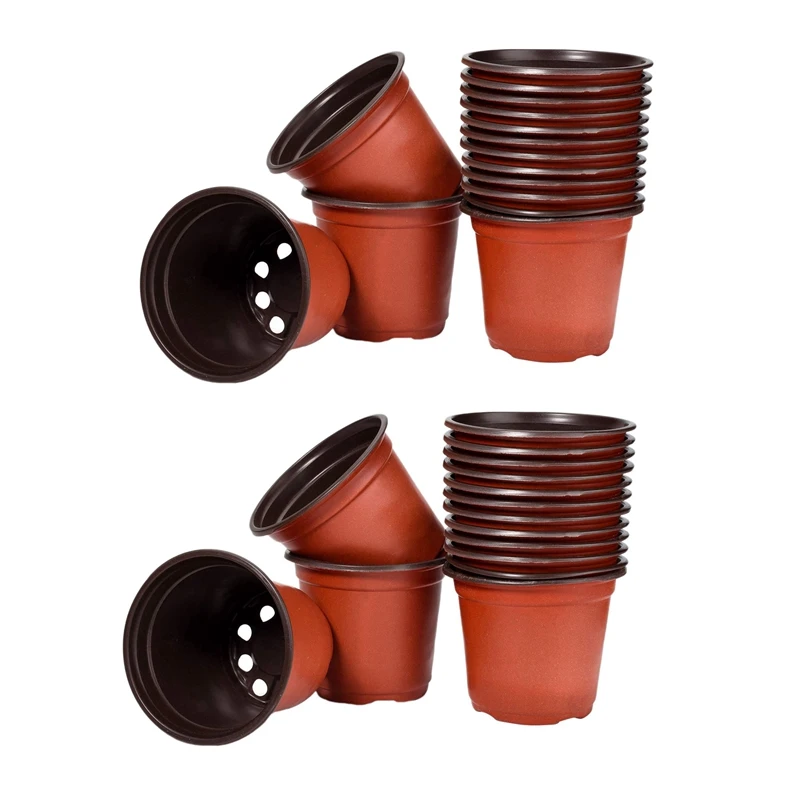 100 Pcs 7 Inch Plastic Flower Seedlings Nursery Supplies Planter Pot/Pots Containers Seed Starting Pots Planting Pots