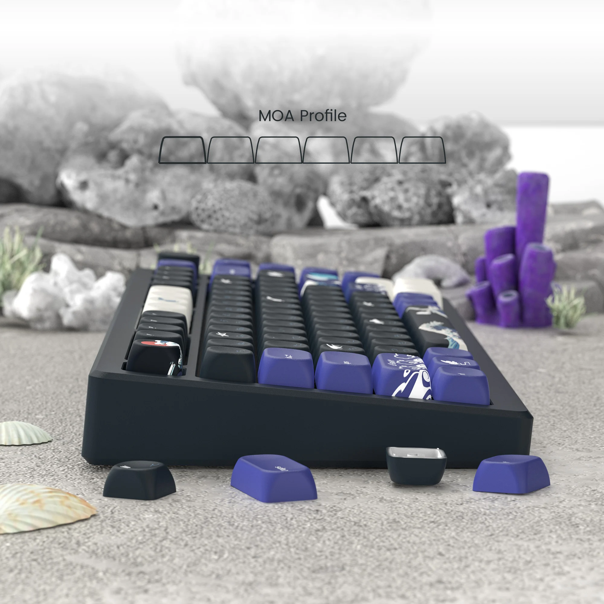 Womier MOA профиль PBT колпачки клавиш черные Kanagawa 134 клавиши для Cherry MX